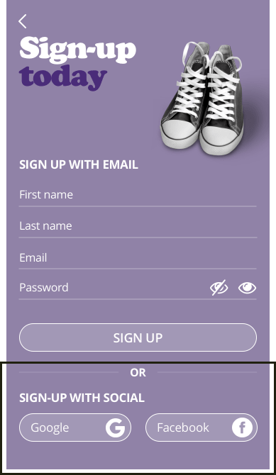 registration screen